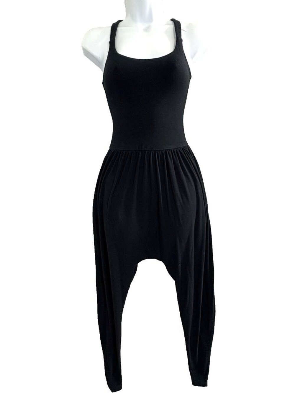 IMBODHI Women Hareem Crossback Tank Yoga Sleeveless Jumpsuit Sz XS Black 47-25